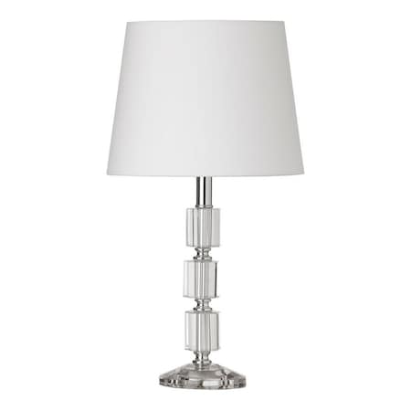 1Lt Table Lamp 3Crystal Column W/Wht Shd